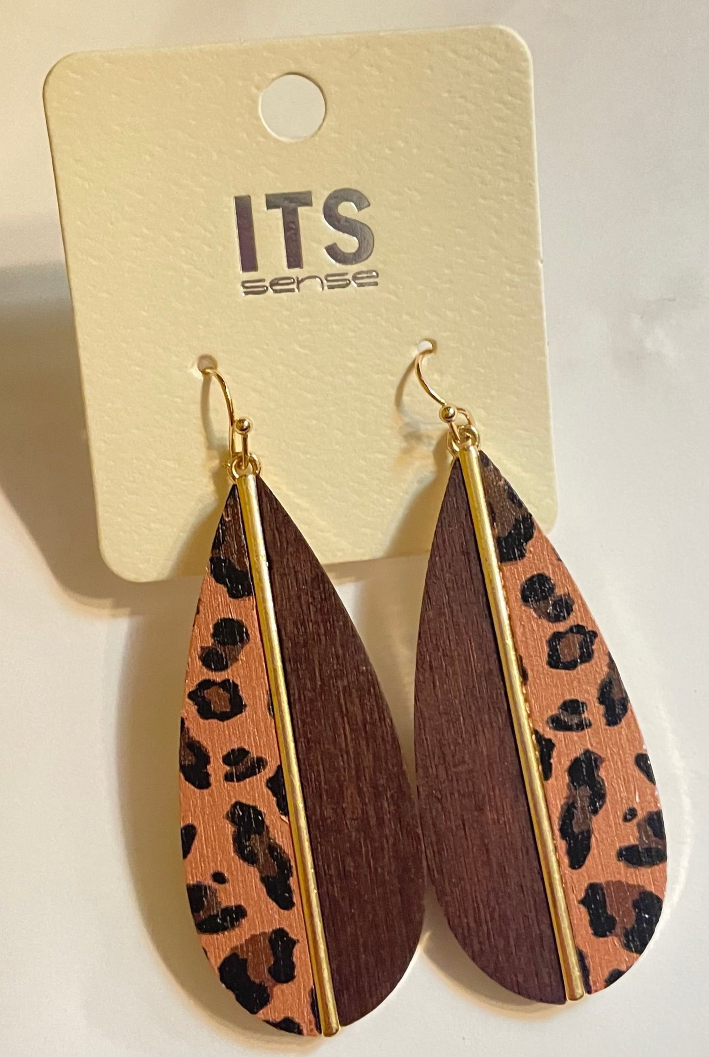 Leopard and Brown Teardrop Earrings